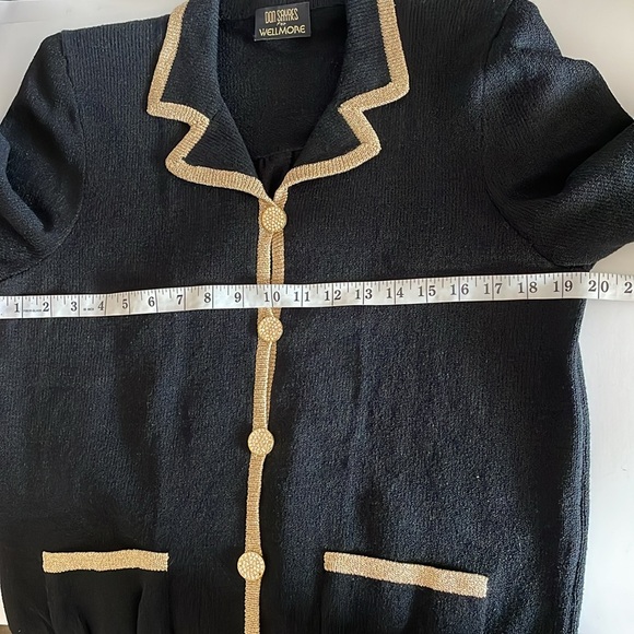 Vintage Don Sayres for Wellmore Black Gold Trim Wool Blend Knit Cardigan Sweater - Picture 5 of 9